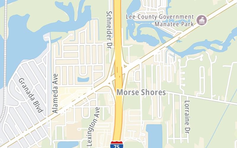 Static map of Interstate 75 at SR 80