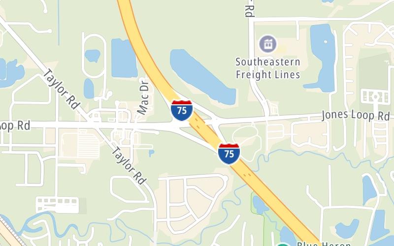 Static map of Interstate 75 at N. Jones Loop Rd.