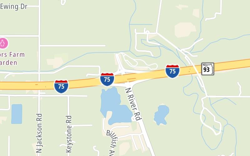 Static map of Interstate 75 at CR 777 / River Rd.