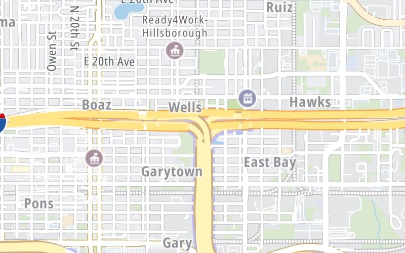 Static map of Interstate 4 at Selmon Connector