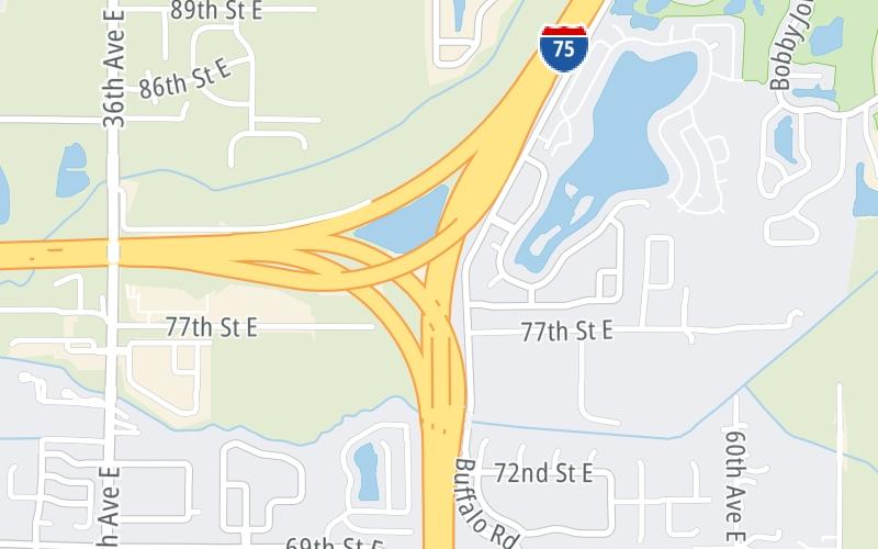Static map of Interstate 75 at I-275 North