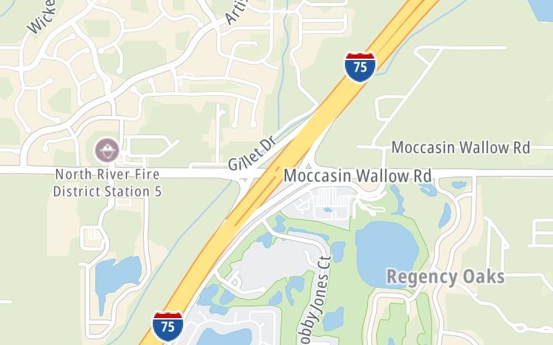 Static map of Interstate 75 at CR 6 / Moccasin Wallow Rd.