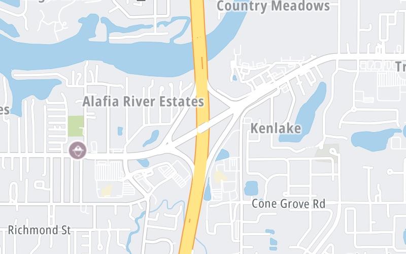 Static map of Interstate 75 at Gibsonton Dr.