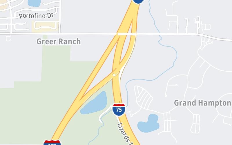 Static map of Interstate 75 at I-275 South