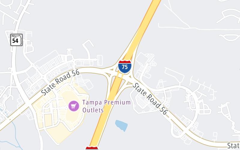 Static map of Interstate 75 at SR 56