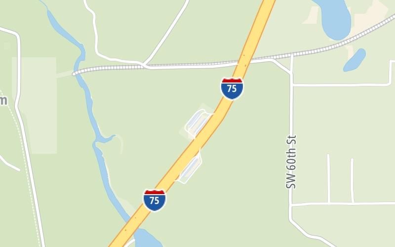 Static map of Interstate 75 at Sumter County SB Rest Area