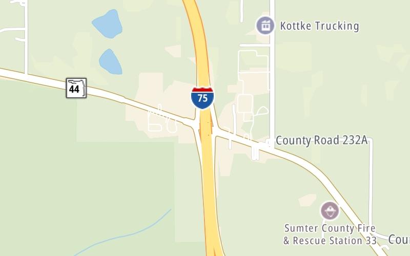 Static map of Interstate 75 at SR 44