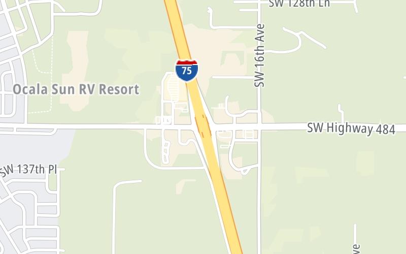 Static map of Interstate 75 at CR 484