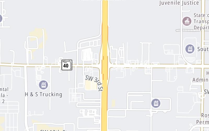 Static map of Interstate 75 at SR 40/W Silver Springs Blvd.
