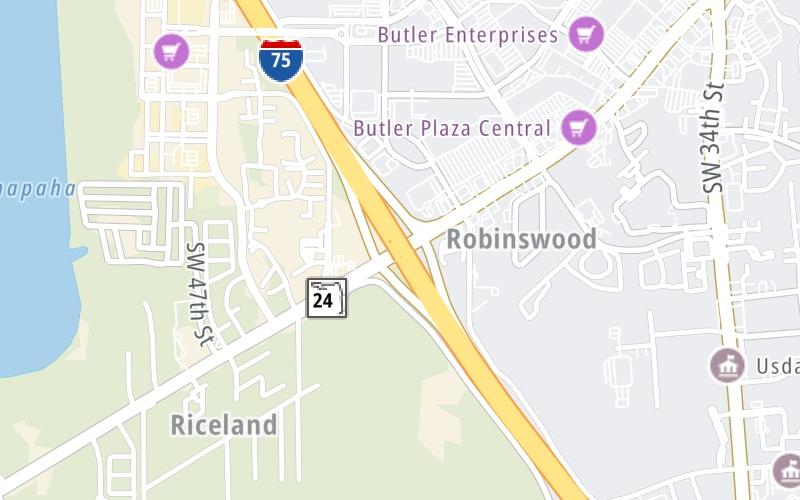 Static map of Interstate 75 at SR 24