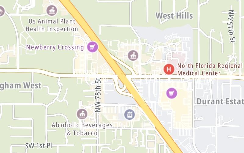 Static map of Interstate 75 at SR 26/Newberry Road