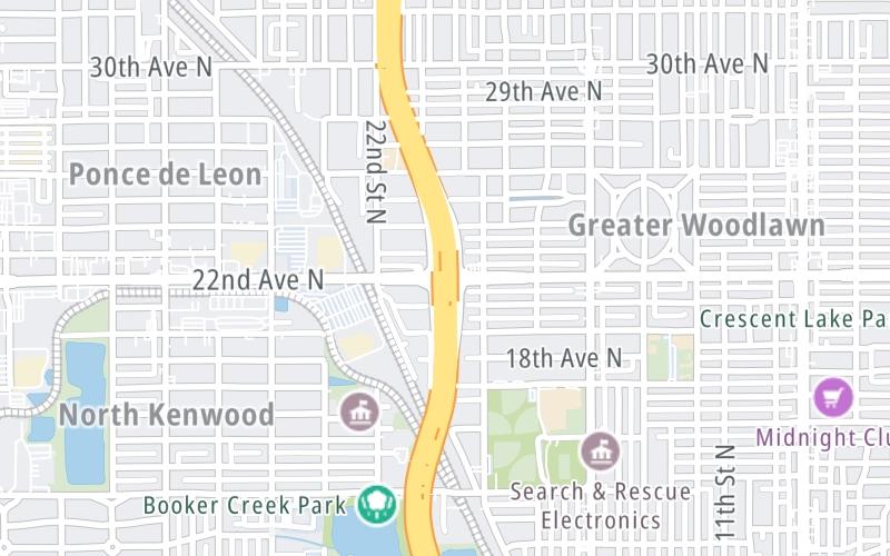 Static map of Interstate 275 at 22nd Ave. North