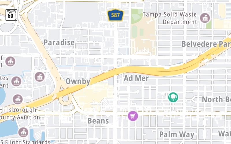 Static map of Interstate 275 at West Shore Blvd.