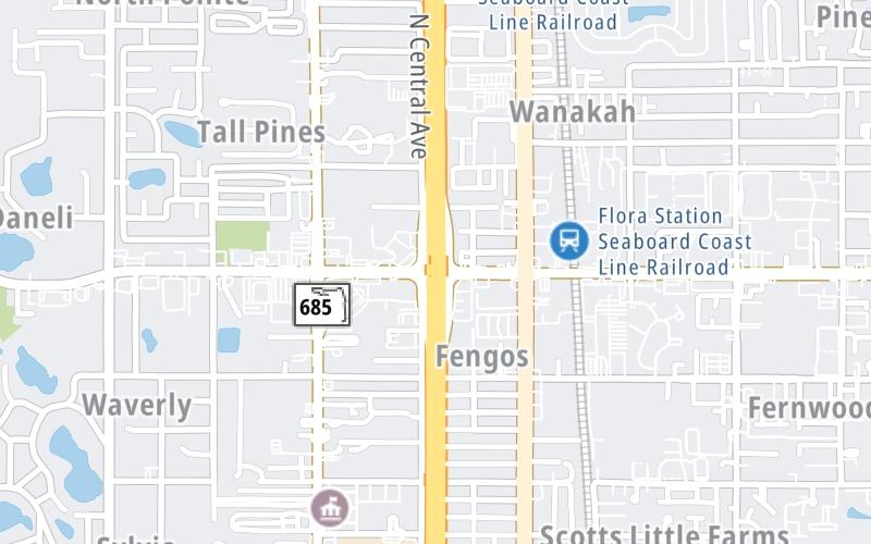 Static map of Interstate 275 at CR 579A (Fletcher Ave.)