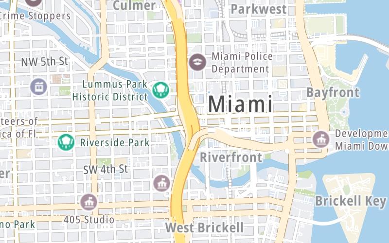 Static map of Interstate 95 at NW 2nd St.