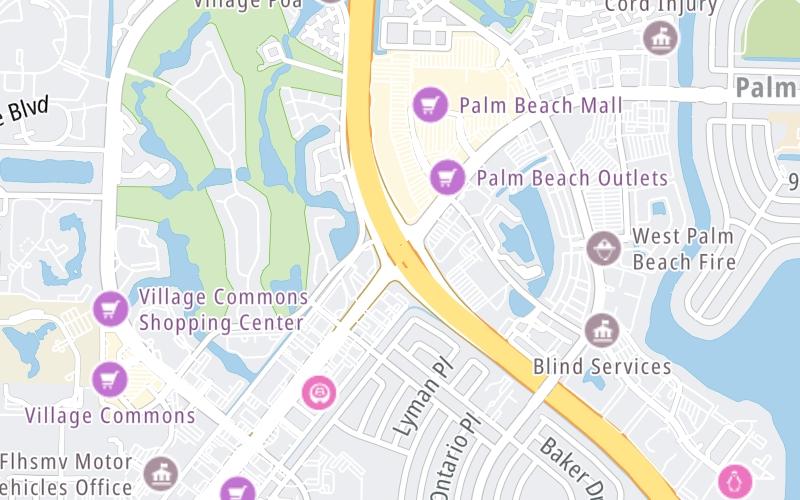 Static map of Interstate 95 at Palm Beach Lakes Blvd.