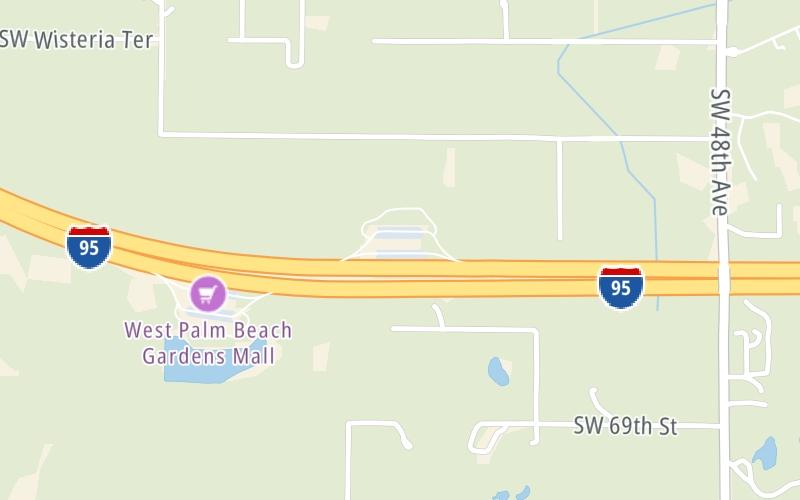 Static map of Interstate 95 at Martin County I-95 Northbound Rest Area