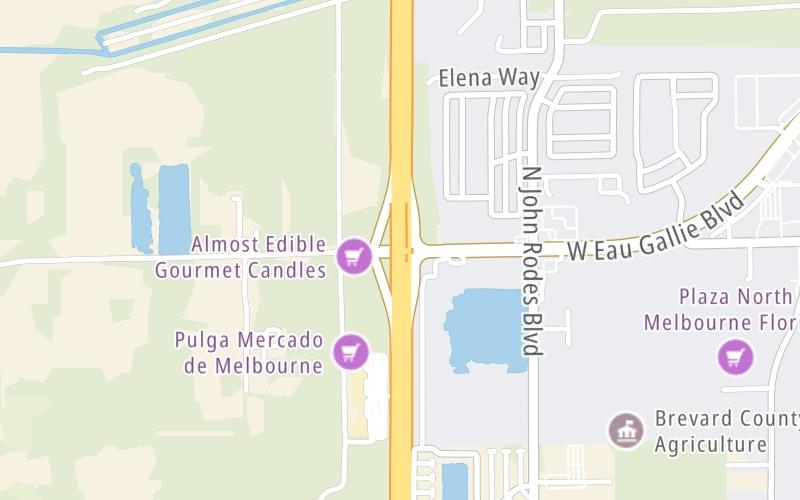 Static map of Interstate 95 at SR 518 (Eau Gallie Blvd.)
