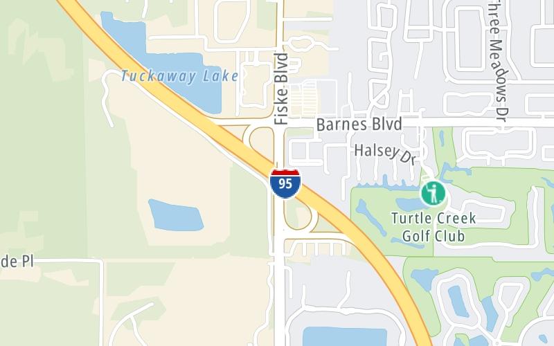 Static map of Interstate 95 at SR 519 (Fiske Blvd./Stadium Pkwy.)