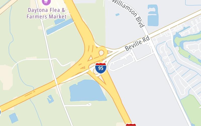 Static map of Interstate 95 at SR 400 East