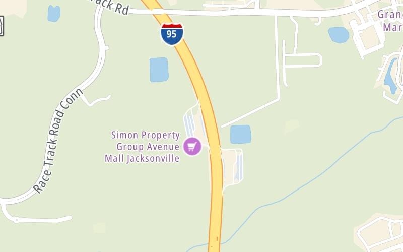 Static map of Interstate 95 at North St. John's County I-95 Southbound Rest Area