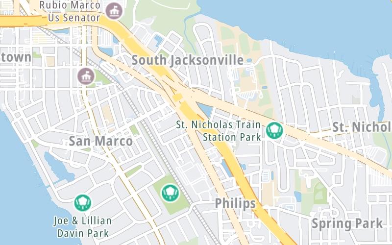 Static map of Interstate 95 at US 1 (Phillips Hwy.)