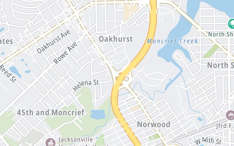 Static map of Interstate 95 at SR 117 (Norwood Ave.)/SR 115 (Lem Turner Rd.)
