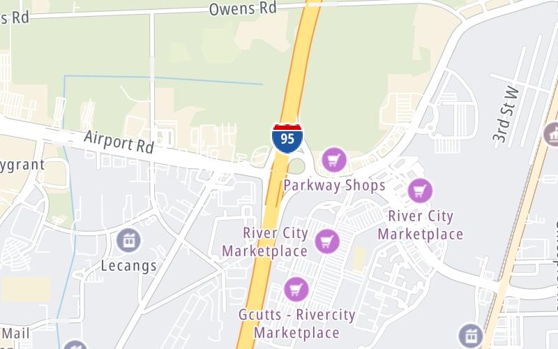 Static map of Interstate 95 at Duval Rd. West (Jacksonville International Airport)