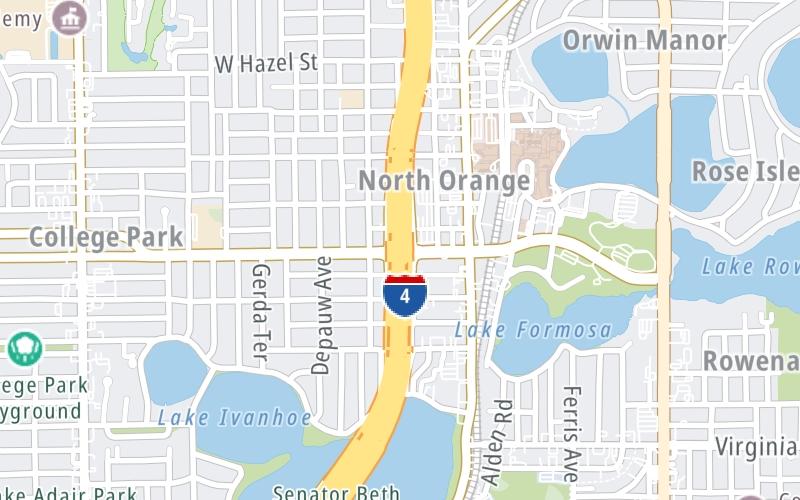 Static map of Interstate 4 at Princeton St.