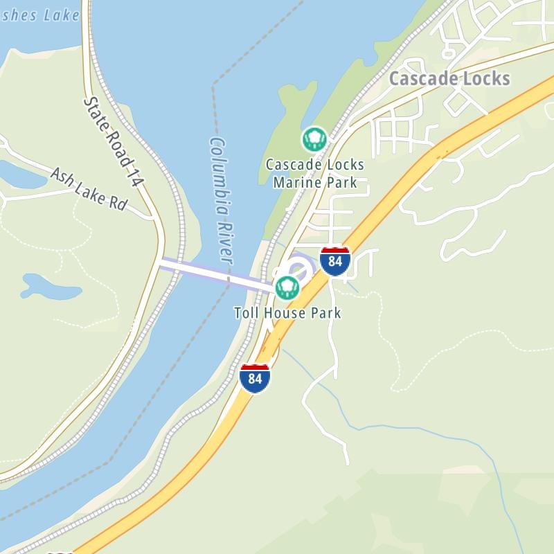 Static map a segment of the Bridge Of The Gods
