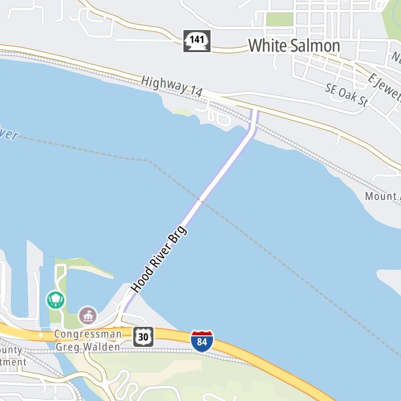 Static map a segment of the Hood River Bridge