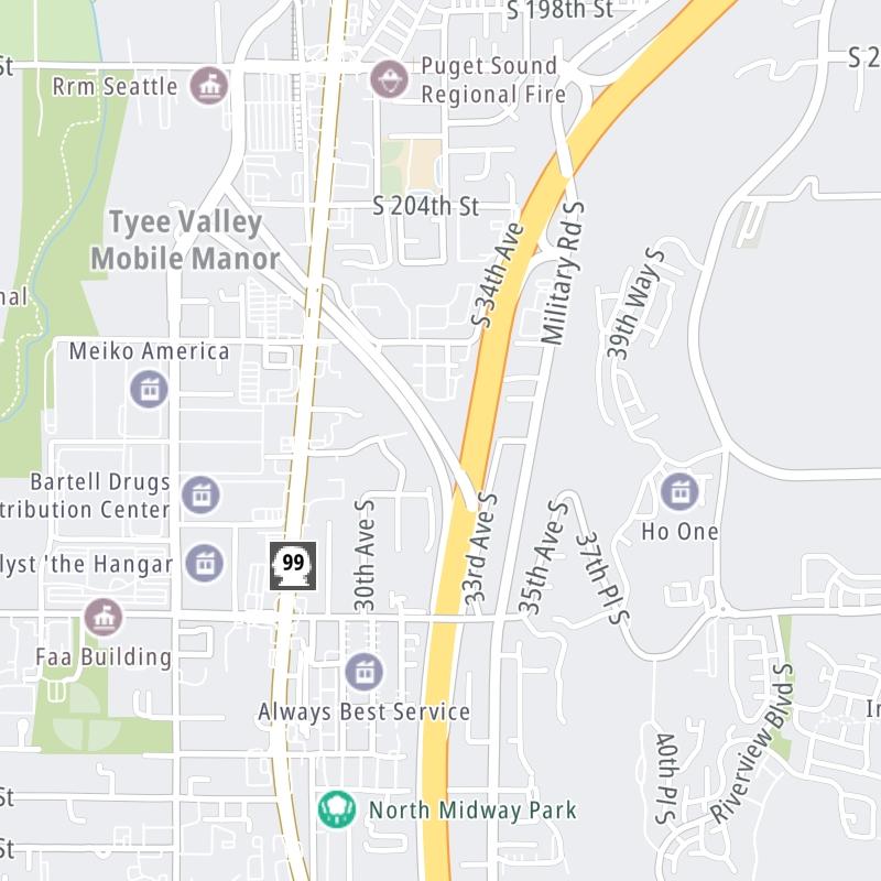 Static map a segment of the SR 509 Expressway