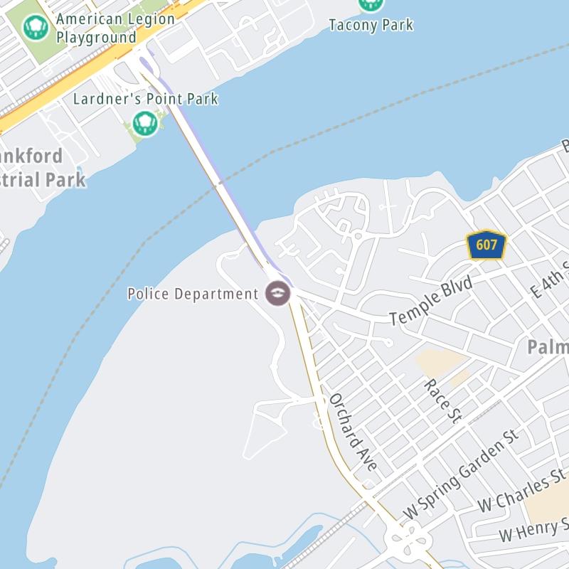 Static map a segment of the Tacony Palmyra Bridge