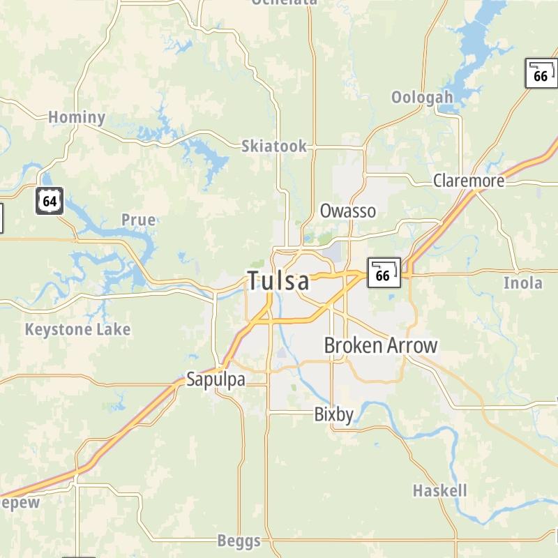 Static map of the Tulsa area.