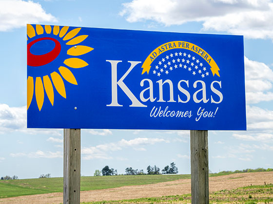 A Kansas welcome sign
