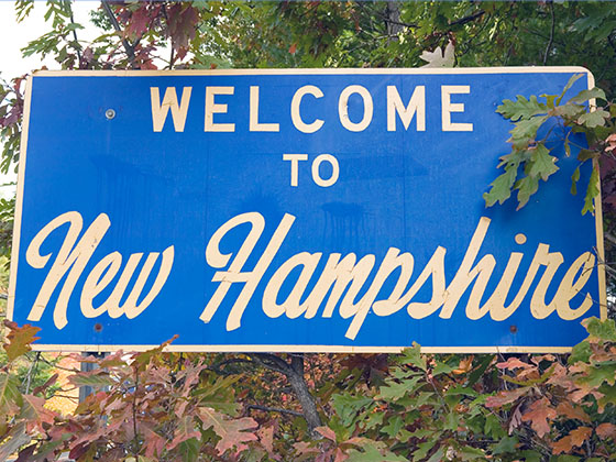 A New Hampshire welcome sign