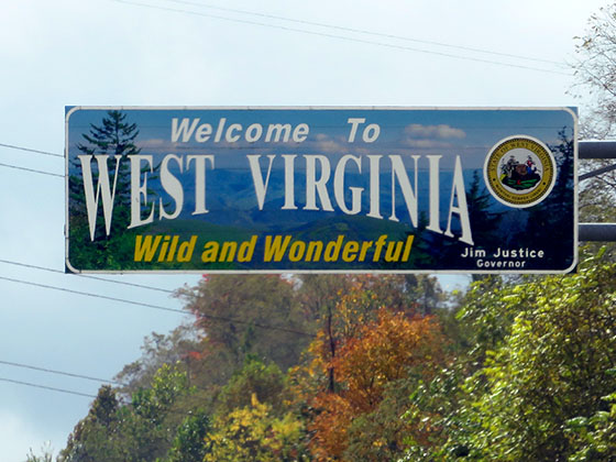 A West Virginia welcome sign